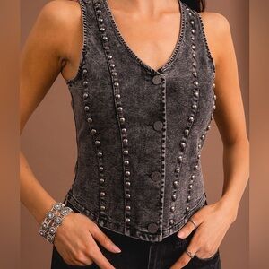 NWT: Women's Black Denim Vest